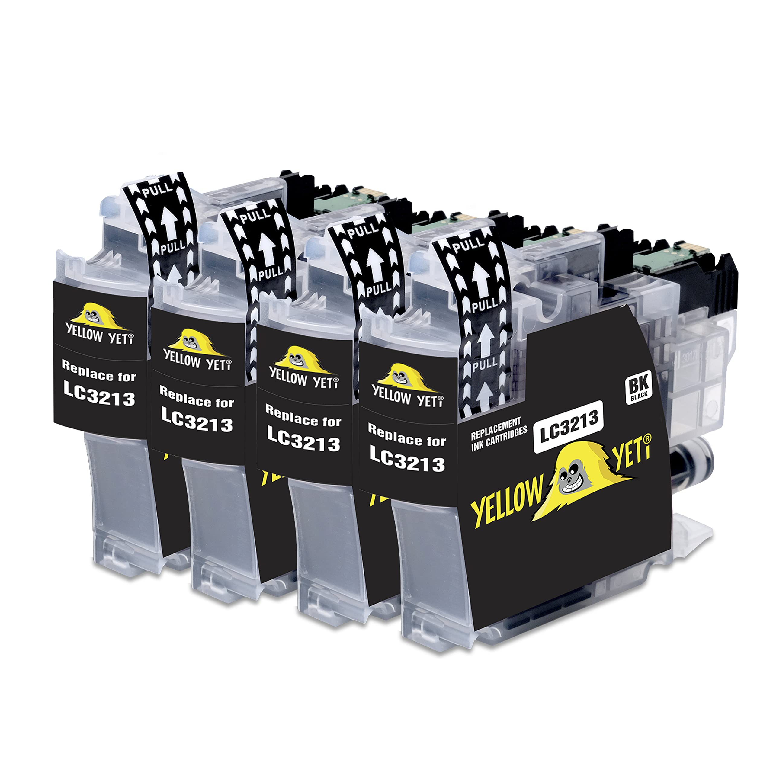 YELLOW YETI Replacement for Brother LC3213 LC3213BK 4 Black Ink Cartridges compatible with Brother DCP-J572DW DCP-J774DW MFC-J895DW MFC-J497DW MFC-J890DW DCP-J772DW MFC-J491DW