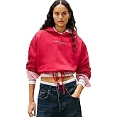 Tommy Jeans Women's Medium Weight Cropped Hoodies with Rhinestone Logo Detail