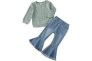 Mioglrie Toddler Baby Girl Clothes 2T 3T 4T 12 18 24 Months Toddler Fall Winter Girls Outfit Jeans Pants Clothing Set