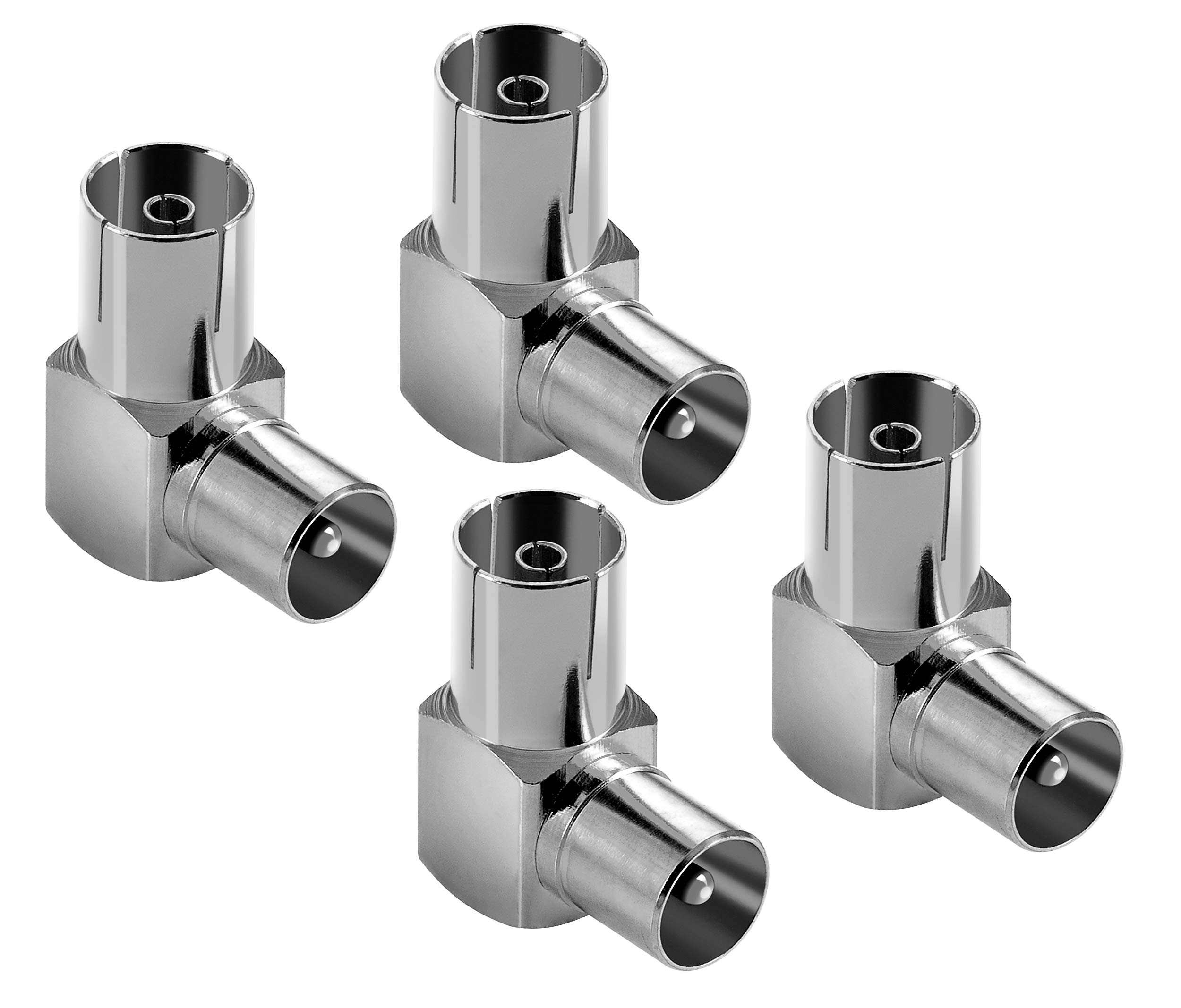 Poppstar 4 x antenna angle adapter (90 degree angled) (IEC antenna plug to socket) angle plug for antenna connections, radio