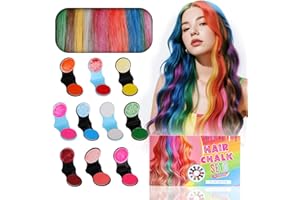LONSTIN Hair Chalk Set for Girls, 10 Colors Washable Temporary Hair Color for Kids Dye Comb Pen Makeup Kit 6-13 Men Women for Dark Hair Halloween Parties, Cosplay, Festivals & DIY Fun