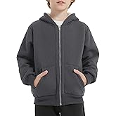 Kissonic Boys Girls Fleece Zip Up Hoodie Jacket Unisex Kids Warm Sherpa Lined Winter Hooded Sweatshirt