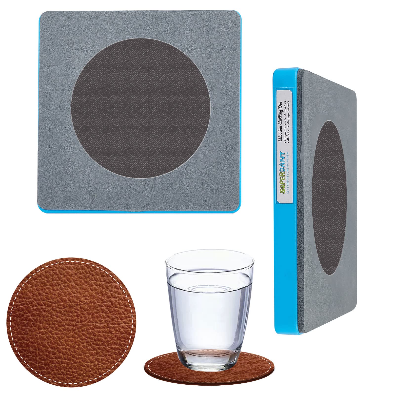 SUPERDANT Round Leather Cutting Dies Drink Coasters Die Cutter Machine DIY Wooden Cutting Tool for Coffee Drinks Glasses Holder Leather Mat Sewing Handmade DIY Leather Craft