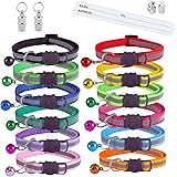 Extodry 14 Pack Reflective-Breakaway Cat Collars with Bells,Safety Buckle Kitten Collar,with Name Tag,Adjustable,Ideal for Gi