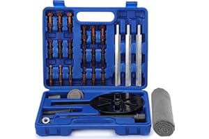 OAIEGSD 21-in-1 Universal Bearing Puller Set, Precision Automotive Bearing Pullers Kit with Curved Hook and Red Steel Collet, Versatile Bearing Removal Tool with Towel and Storage Case