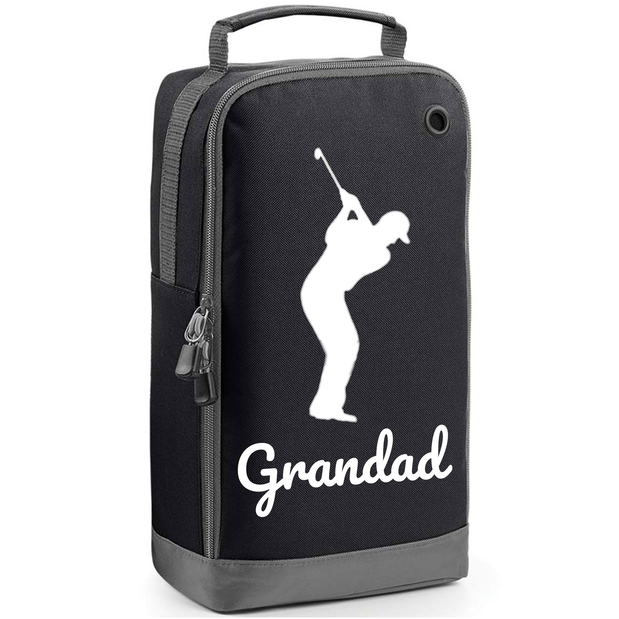 Custom Golf Shoe Bag for Grandad - Black Sports Bag for Golfing Kit and Presents