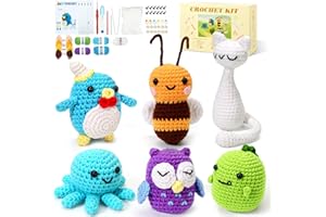 CAILMLE 6 PCS Crochet Animal Kit –2026 DIY Amigurumi Crochet Kit for Beginners, Knitting Crochet Kit For Kids Adults , Knitting Kit with Detailed Videos Tutorials, Yarns, Hook, Best Gift For Crochet Lovers