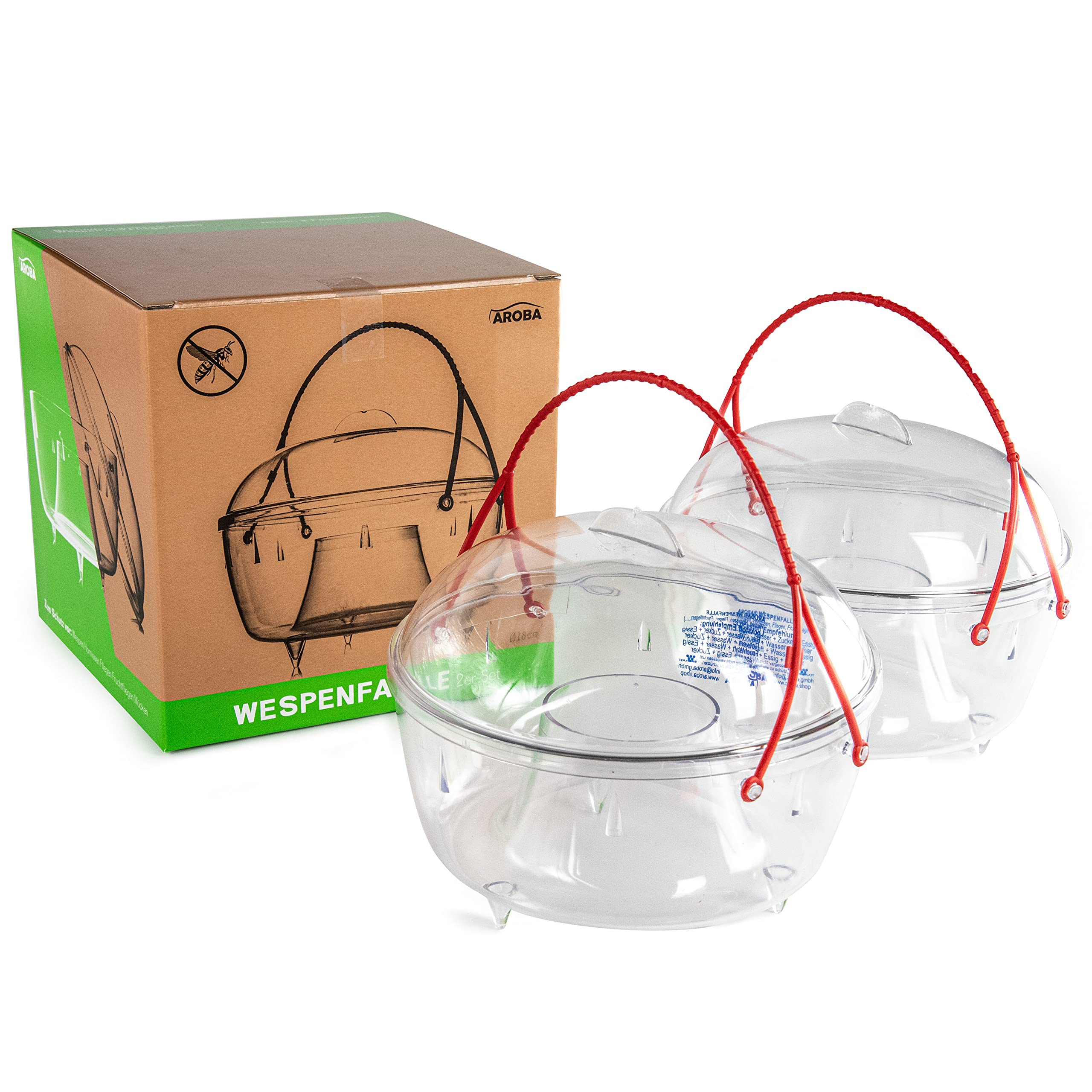 Aroba Professional Insect Protection Wasp Trap 18 cm Large and Particularly Effective Environmentally Friendly No Poison Insect Trap Fly Catcher Wasp Catcher Wasp Stop Mosquito Trap Transparent Set of