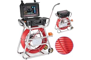 VEVOR Sewer Camera, 328 ft/100m, Self-Leveling Drain Camera with 10.1" Touchscreen, 512Hz Transmitter & Distance Counter, IP67 Snake Plumbing Cameras with Lights-12 LED, 32GB Card for Duct Pipe