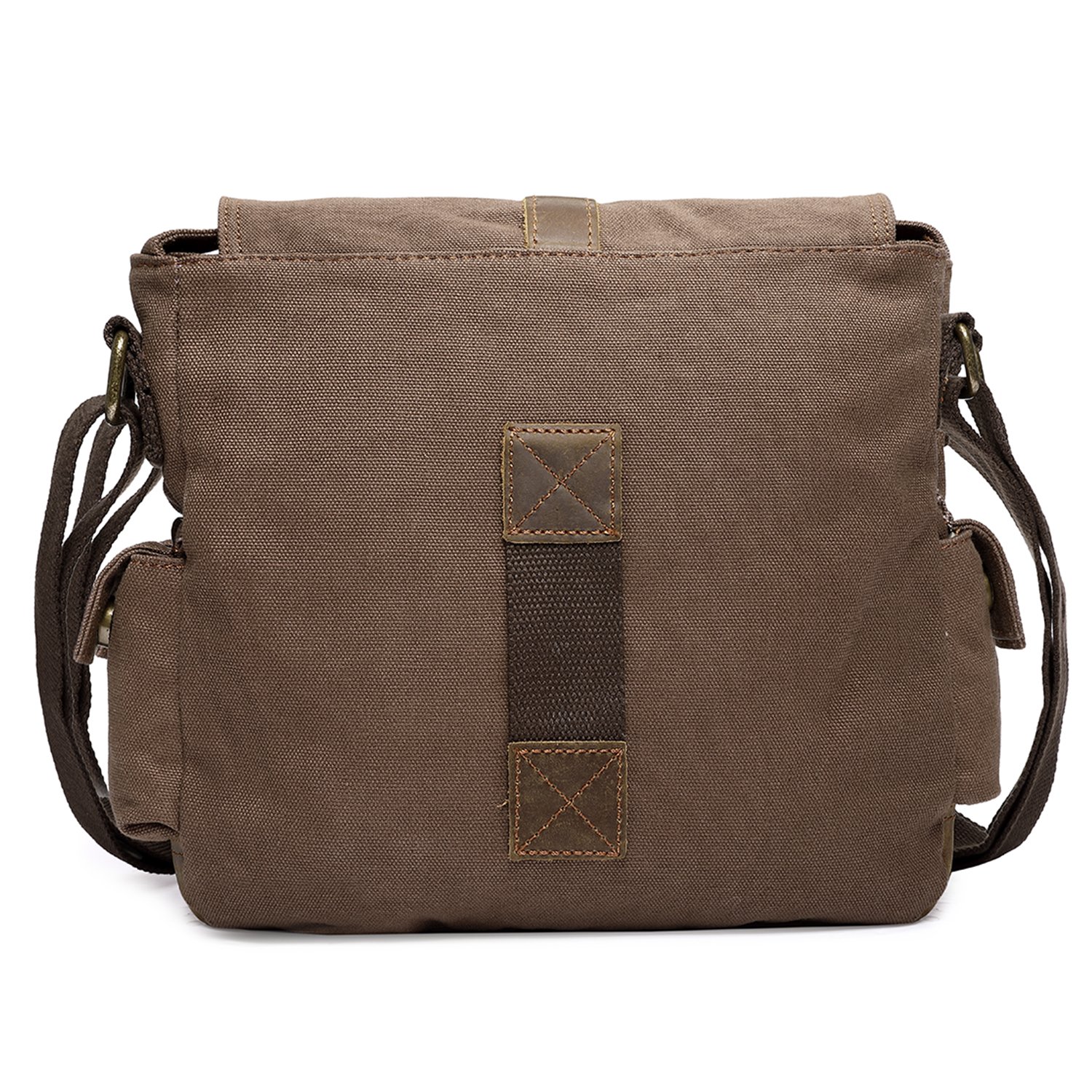 Mupack Small Casual Handbag Travel Canvas Bag Shoulder Bag Messenger Cross Body Sling Bag Crazy Horse Leather Handbag Coffee