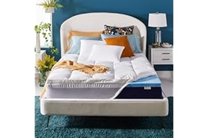 Sleep Innovations Dual Layer 4 Inch Memory Foam Mattress Topper, Queen Size, Medium Support, 2 Inch Cooling Gel Memory Foam Plus 2 Inch Pillow Top Cover