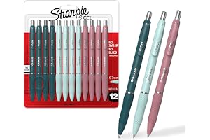 Sharpie S-Gel, Gel Pens, Medium Point (0.7mm), Assorted Fashion Barrels, Black Ink, 12 Count