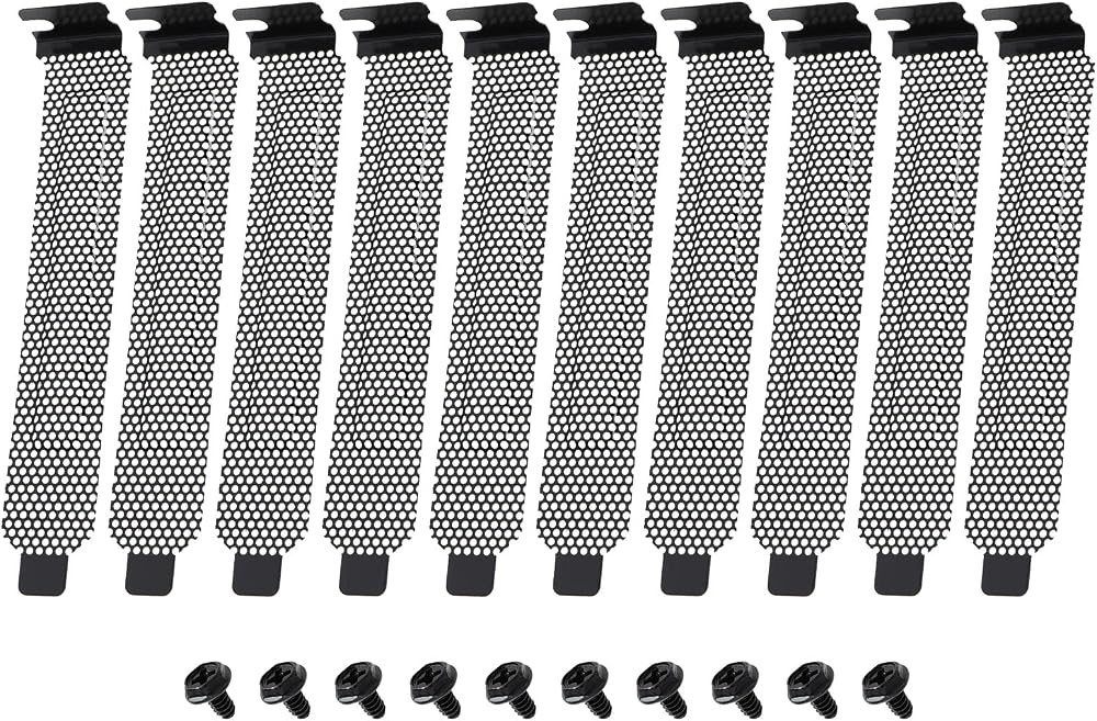 EMSea 10Pcs Vented PCI Slot Covers Dust Baffles Blanking Plates Computer Case