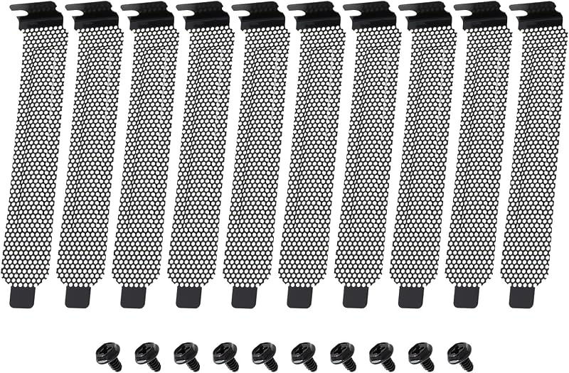EMSea 10Pcs Vented PCI Slot Covers Dust Baffles Blanking Plates Computer Case
