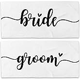 WAITPI Couple Bride and Groom Beach Towel Set of 2, Honeymoon Wedding Valentines Beach Towels Gifts for Bride Groom, Wedding Gifts for Newlyweds Quick Dry Towels Decor for Bathroom 30x60in