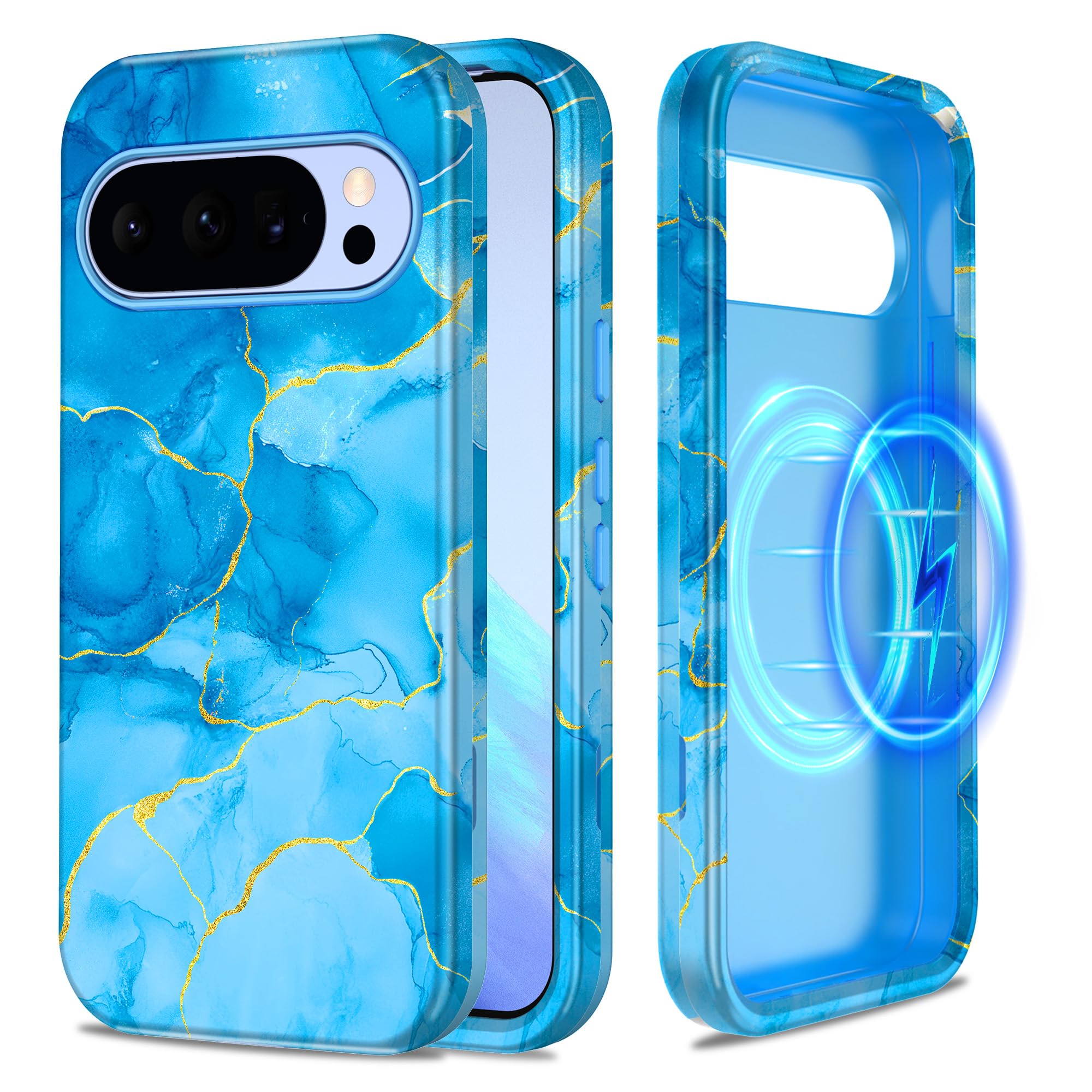 Casetego for Google Pixel 10/10 Pro Case,Compatible with MagSafe,[Military Grade Drop Test] Full Protection Slim Shockproof Women Girls Cover for Google Pixel 10/10 Pro,Blue Marble