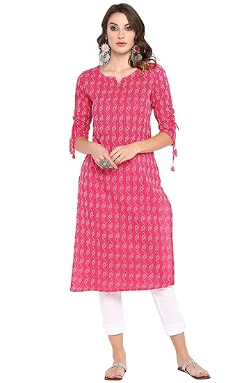 Women's Pink Pure Cotton Kurta