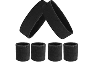 ASTER 6pcs Headband Wristband Set, Including 2pcs Sports Headband and 4pcs Wristband Sports Band Colorful Striped Sweatband for Men and Women Basketball Soccer Yoga Badminton Tennis Volleyball Golf