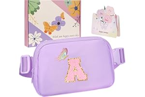 ONETOALL Birthday Gifts for 4 5 6 7 8 9 10 11 12 13 Year Old Girls, Small Waist Fanny Pack, Crossbody Belt Bag with Initial L