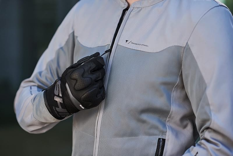 Casaco de moto masculino OPENAIR | Casaco de moto de malha de verão leve e respirável com proteções CE nas costas, ombros, cotovelos, ajuste de largura (Cinzento, XL)