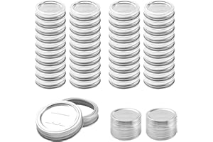 96Pcs/48 sets Canning Lids with Rings for Regular Mouth Canning Jars, Split-Type Metal Mason Jar Lids with Silicone Seals Rin