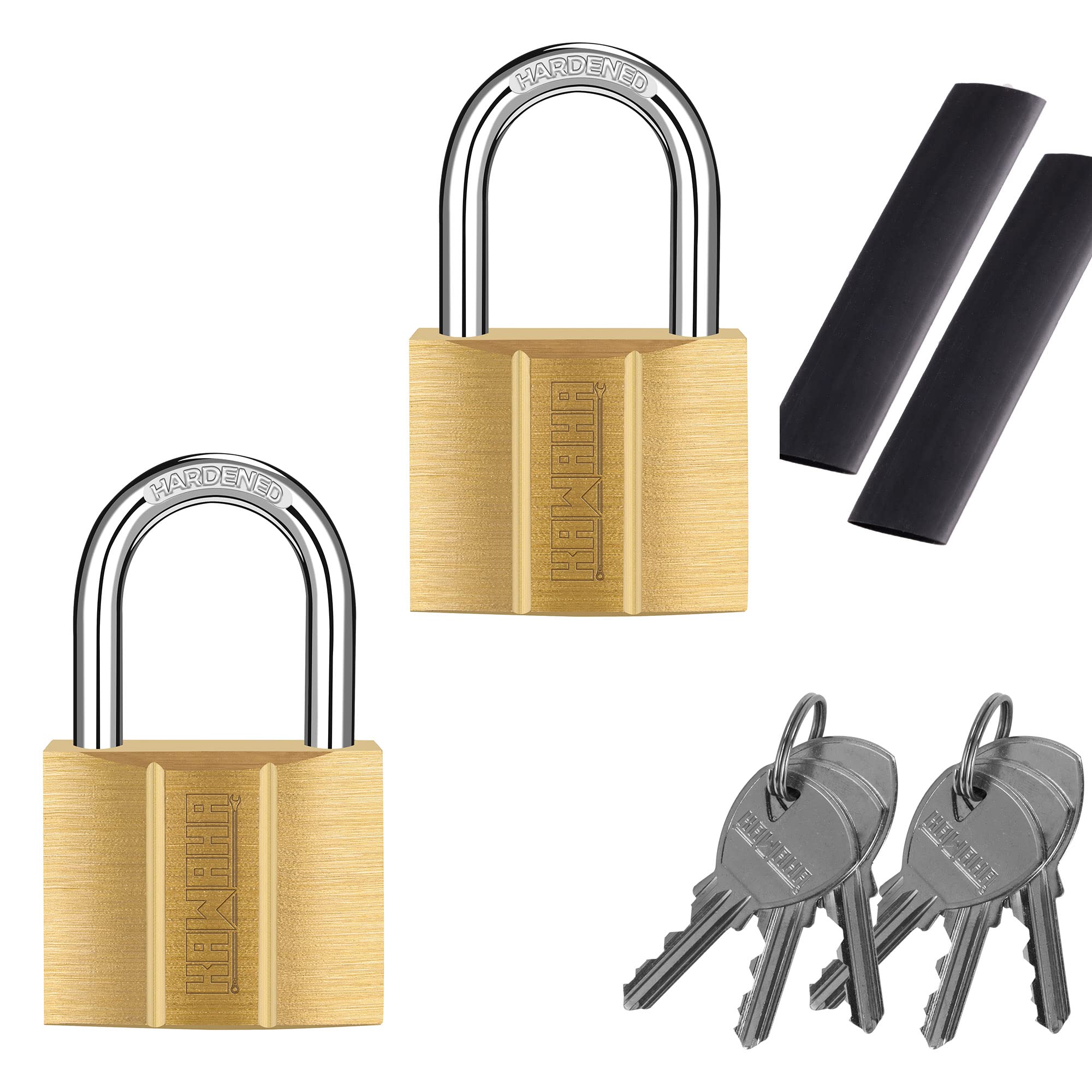 KAWAHA 81/40-2P Brass Keyed Padlock (Keyed Alike, Waterproof, Solid Brass Lock) for Sheds, Storage Unit, School, Gym Locker, Fence, Toolbox, Hasp, Storage - 40mm *2