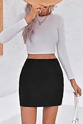 Wenrine Womens Mini Skirt High Waisted Basic Casual