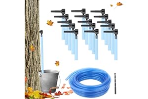 VONLUXIN Maple Syrup Tapping Kit, Upgrade Maple Taps Set Include (15) Maple Syrup Taps, 33 -Ft Food Grade Tubing, 1 Drill Bit, Maple Tree Tapping Kit for Experts or Beginners (15 SET)