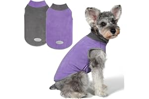 cyeollo 2 Pack Fleece Dog Sweater Pullover Dog Sweatshirt Reflective Lightweight Dog Clothes for Small Dogs Boy Girl Pet Apparel Purple, Grey, M