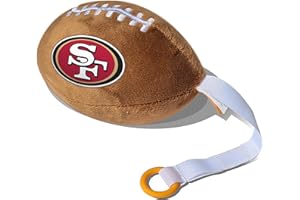 San Francisco 49ers Plush Football Pacifier Holder by Smilo - Officially Licensed NFL Soother Holder - Soft Plush Toy and Dummy Holder - Fits Any Pacifier - Stroller Accessory & Newborn Essential