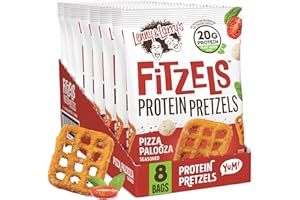 Lenny & Larry's Pizza Palooza FITZELS- Savory Pretzel Snacks Incredibly Tasty High Protein, Salty, Vegan 20 g's of Plant Based Protein 8 (eight) Bags, 3 oz Each