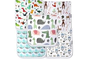 KiddyStar 5-Pack Organic Cotton Burp Cloths – Large, Ultra-Soft 3-Layer Towels for Burping, Shoulder & Hand Use, Highly Absorbent