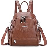Angel Kiss Small Backpack Purse for Women,Soft Vegan Leather Roomy Backpacks,Designer Ladies Shoulder Backpack Fashion Handbag with Removable Strap,Brown