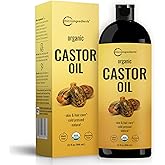 Micro Ingredients Cold-Pressed Organic Castor Oil 32 fl oz | 100% Pure Unrefined & Hexane-Free | Premium Grade Organic Carrier Oil for Hair, Skin, Eyelashes & Face | USDA Certified, Non-GMO