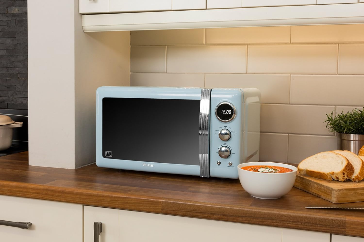 duck egg blue kettle toaster and microwave