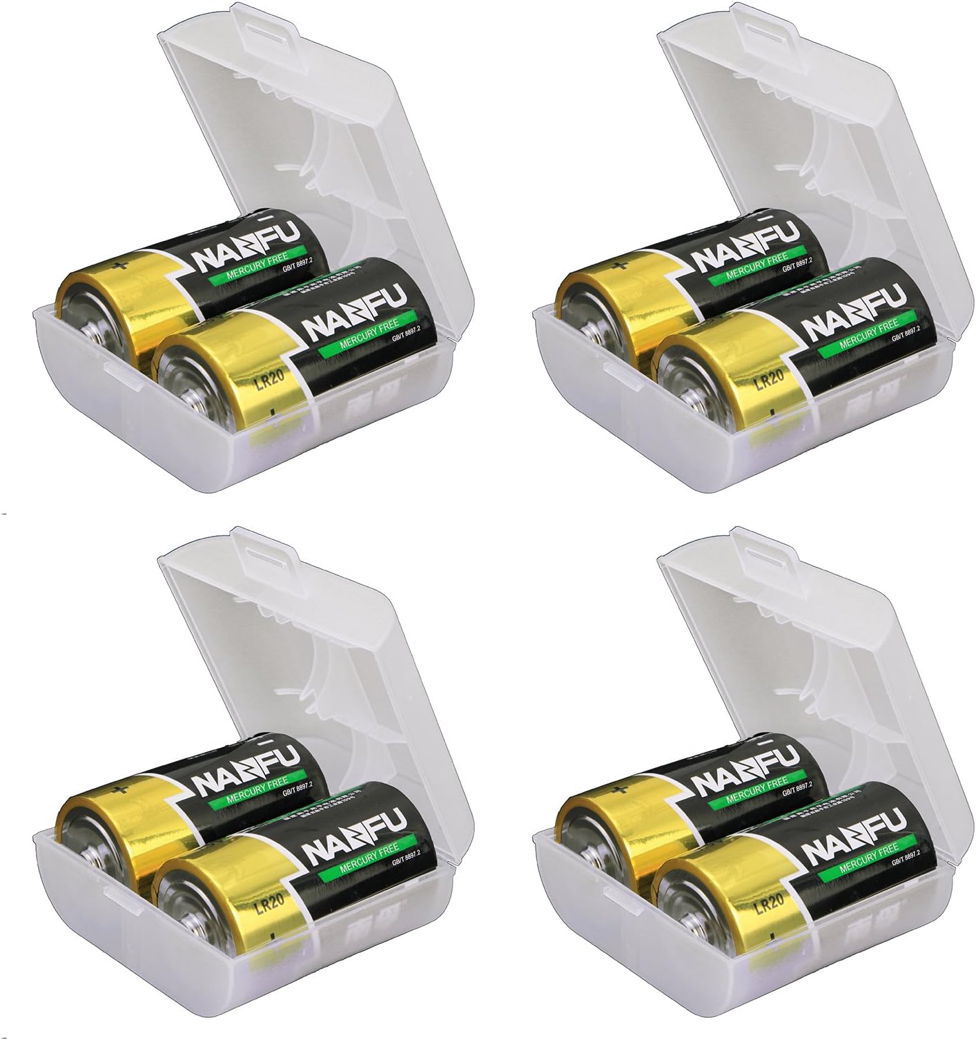 Whizzotech D Battery Storage Case/Box/Organizer Clear Color Pack of 4 (BL15)