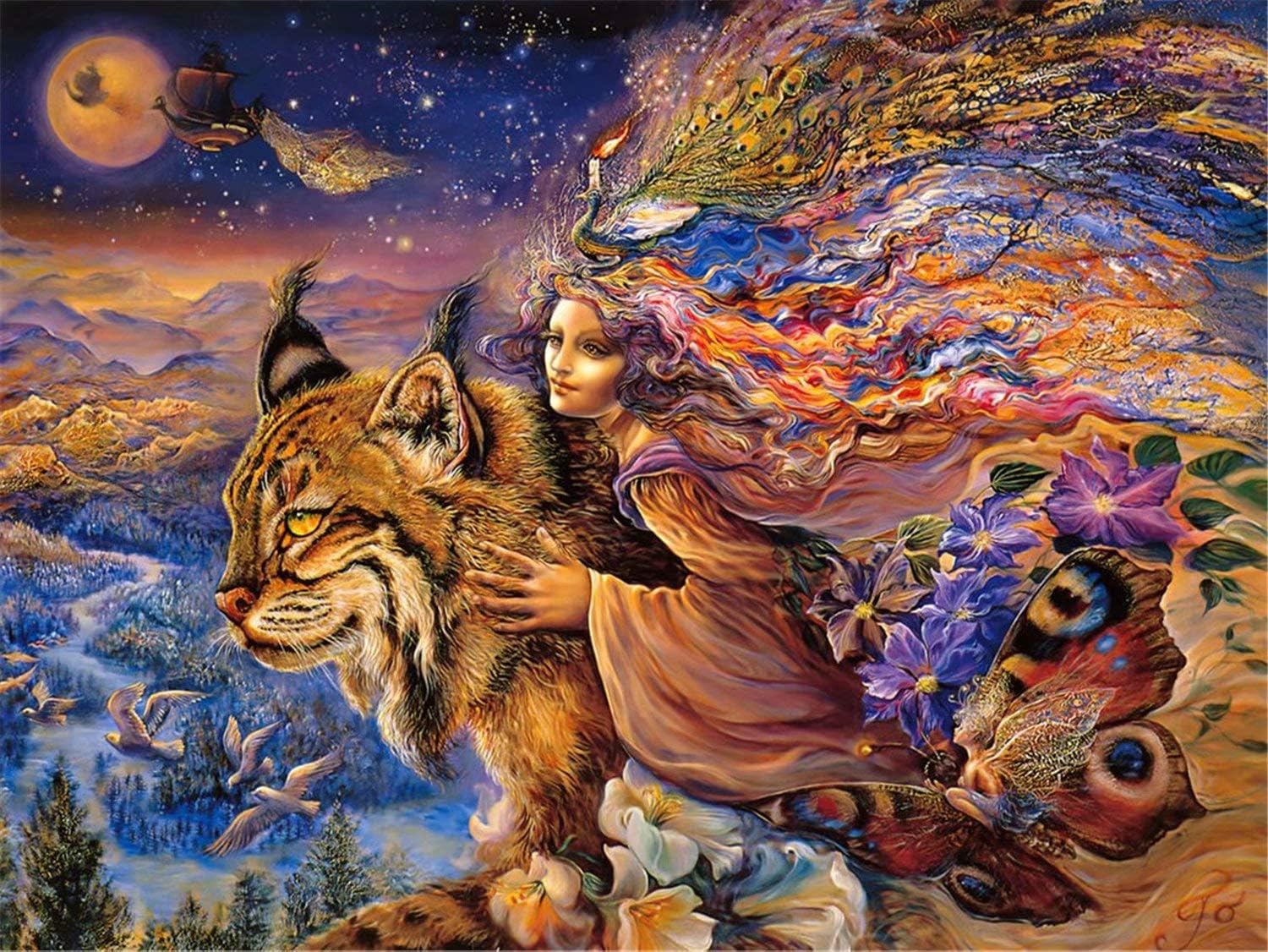 Tiger and Girl Puzzle 1000 Piece Jigsaw Puzzles for Adults Kids Large Puzzle Game Toys Gift