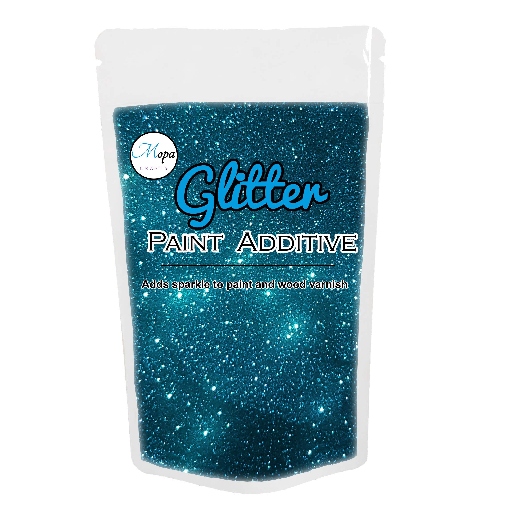 Mopa Crafts Blue Azure Glitter Paint Crystal Additive 100g for Emulsion Paint - for use with Interior/Exterior Wall, Ceiling, Wood, Metal, Varnish, Dead Flat, Matt, Soft Sheen or Silk Paints