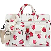 Canvaslove Multi-Pockets Laptop Case Bag, Rebound Bubble Cushioned Briefcase Shoulder Bag Fits 15.6-16 Inch Laptop (Strawberry)