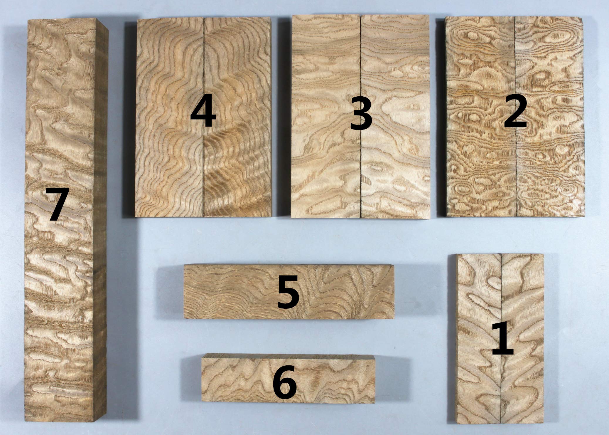 Selectable Ripple CloudGrain Cyclobalanopsis myrsinifolia Wood Knife Scales Turning Blanks