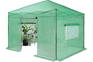 OUTFINE 10'x10' Portable Heavy Duty Walk-in Greenhouse Instant Pop-up Greenhouse Indoor Outdoor Plant Gardening House Canopy, Green