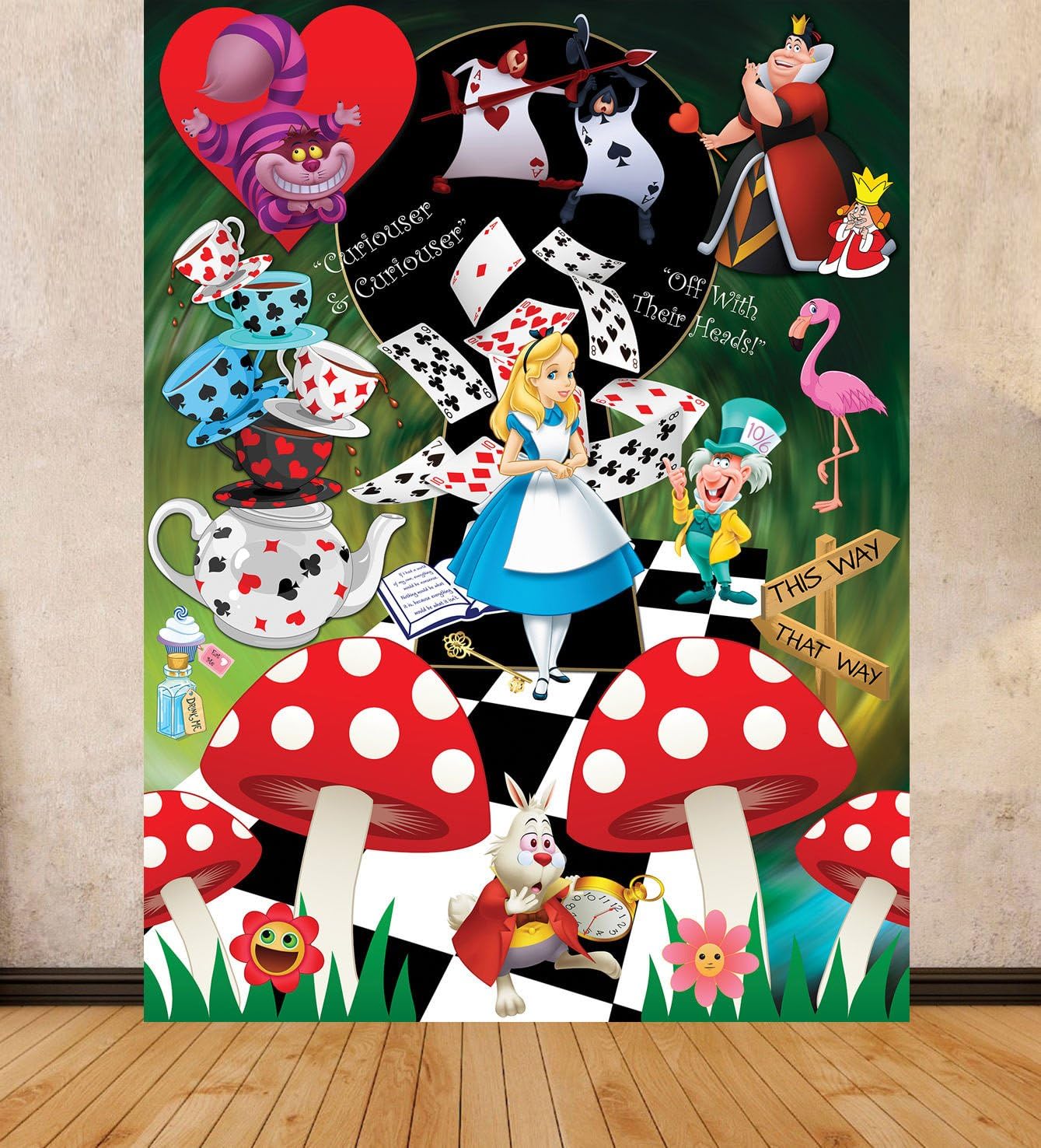 ALICE IN WONDERLAND BACKGROUND BACKDROP SCENE SETTER LARGE PRINT