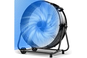 AKIRES 21800CFM Large Industrial Shop Floor Drum Fan,600W High Velocity Heavy Duty Big Metal Fan with 360° Tilt,Handle,ETL Listed for Garage,Basement,Warehouse,Patio,Commercial,Factory,Workshop(36IN)