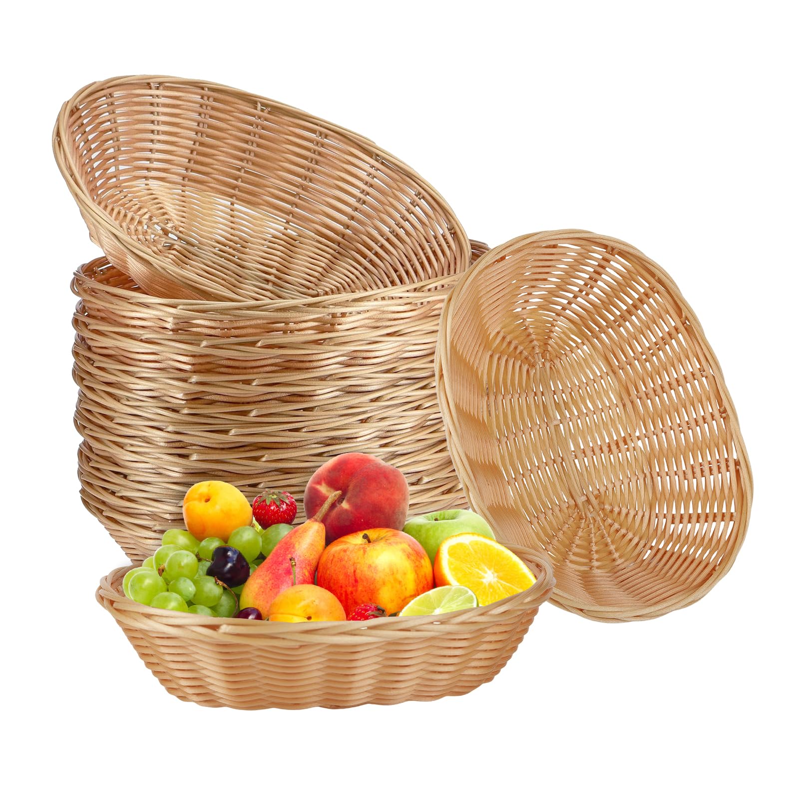 Photo 1 of 24 Pack Plastic Oval Baskets, Small Fruit and Bread Baskets for Food Storage, Empty Easter Gift Bins, Serving Display Baskets for Home Kitchen Restaurant Decor
