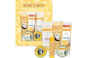 Burt's Bees Christmas Gifts, 6 Stocking Stuffers Products, Timeless Minis Kit - Original Beeswax Lip Balm, Coconut Foot Cream, Milk Honey Body Lotion, Deep Cleansing Cream, Res-Q Ointment & Hand Salve