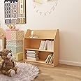 HBCY Creations Three Shelf Book Shelf - Engineered Wood Construction - Kid Friendly Design - Anti-Tip Safety Strap - Rounded Edges