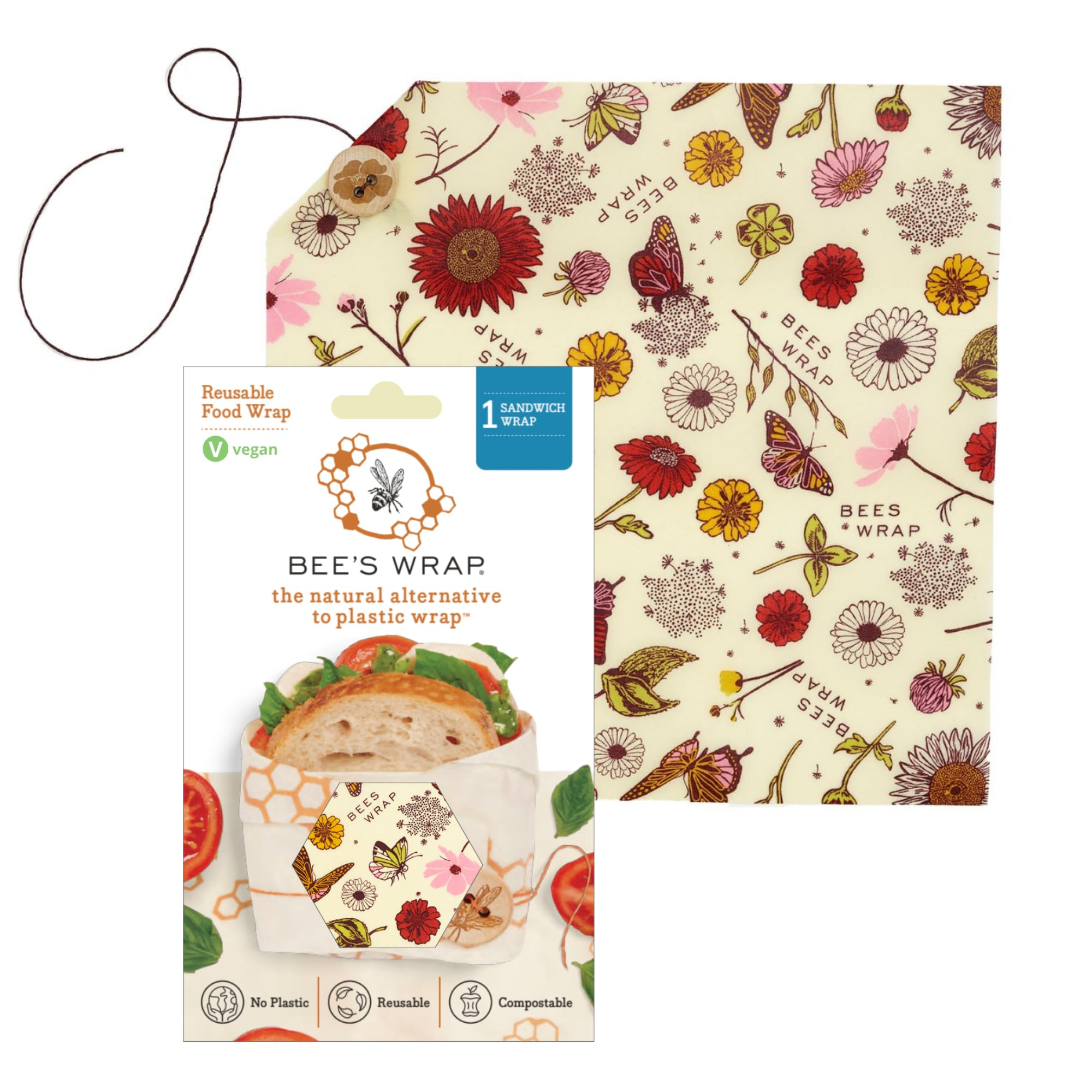 Bee's Wrap Soy Reusable Single Sandwich Wrap : Vegan