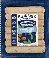 Bilinski's All-Natural Country-Style Chicken Breakfast Sausage, 9g Protein/60 Calories, Fully Cooked, GAP Certified Chicken, 