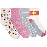MUK LUKS Women's 4 Pack Quarter Crew Novelty Sock
