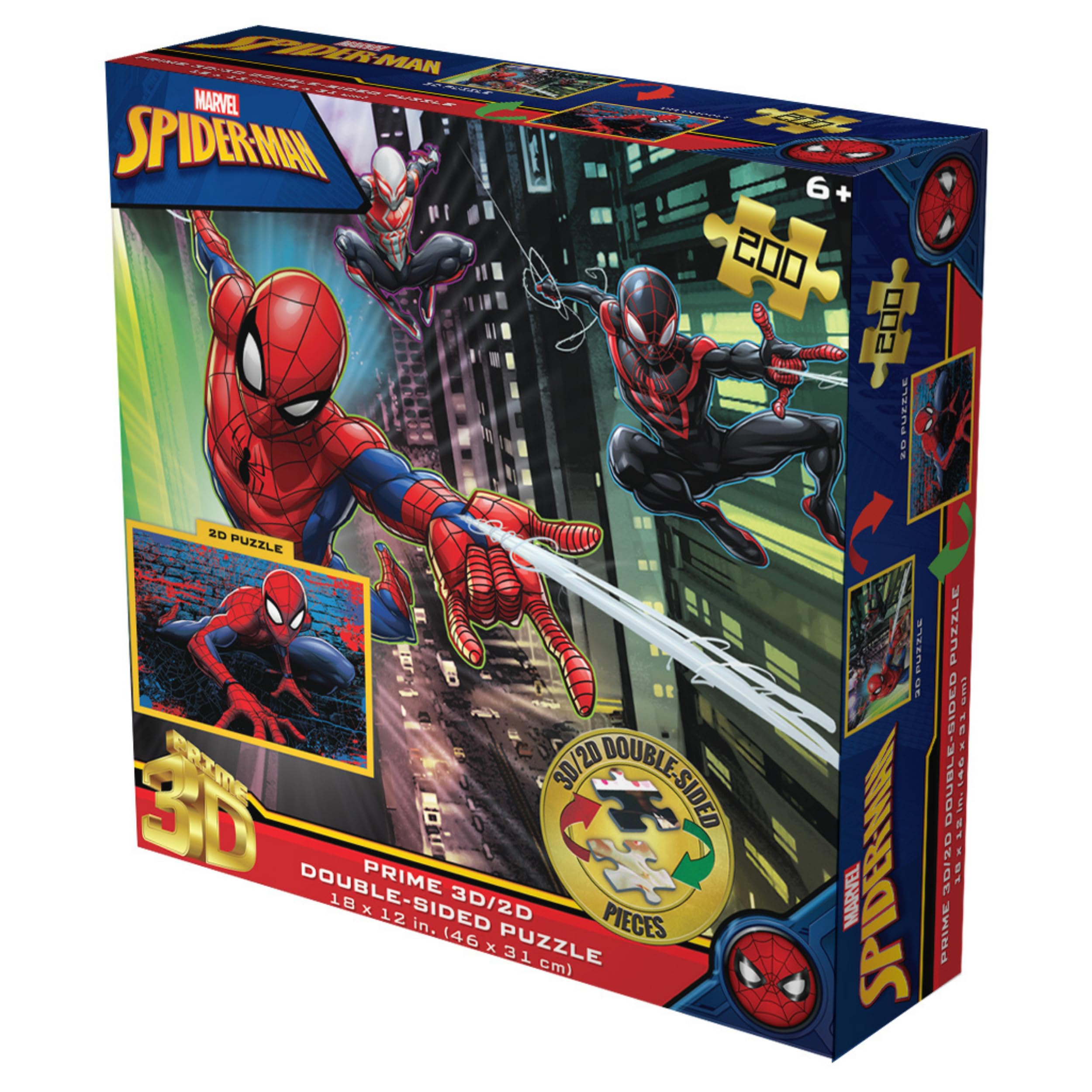 PRIME 3D | Marvel Comics - Spider-Man Double Sided Puzzle | 3D Lenticular Jigsaw Puzzle | 46cm x 31cm - 200 pcs | Games & Puzzles | Ages 6+ — image 1